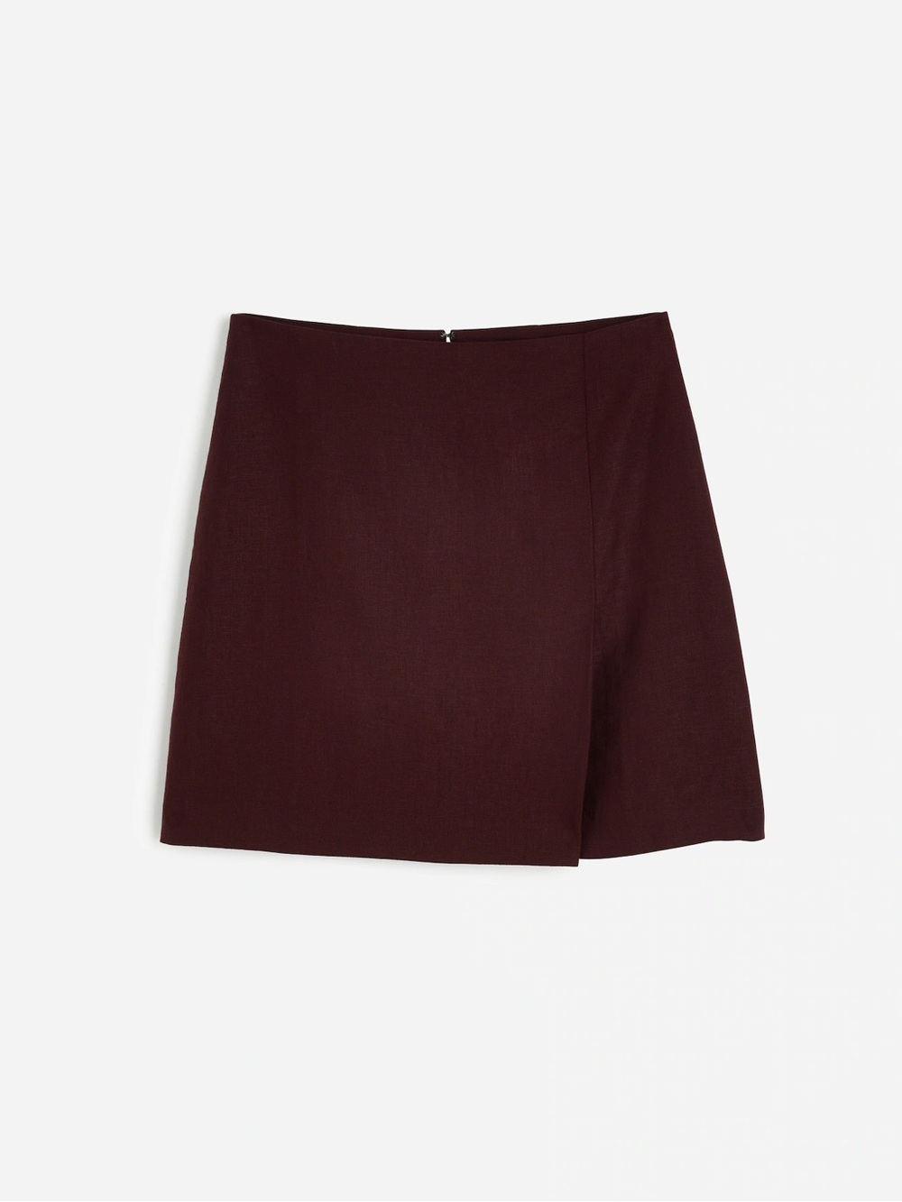 Madewell Pleated Linen Mini Skirt Chocolate Raisin Brown Clean Girl Minimalist - Picture 6 of 8